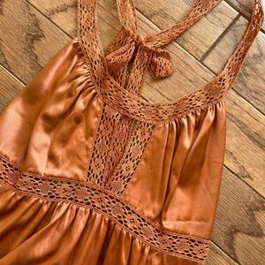 Ingwa Melero Elegant Brick Charmeuse Bella Lace Halter Top